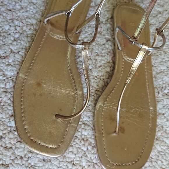Prada gold metallic thong-strap flat sandals size 39.5 - Picture 10 of 12